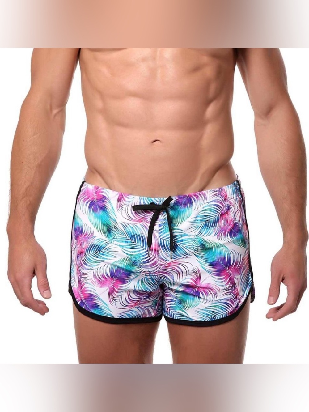 Pool Boy men's swim trunks vibrant tropical leaf print Size Small